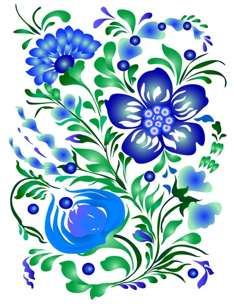 Květinová Fantazie Modrém Stock Vektory