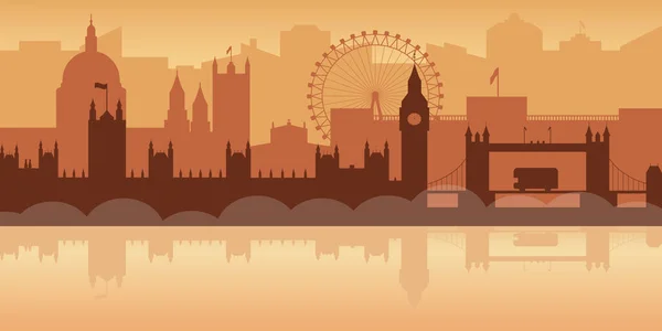 Kaunis Taivaanranta Lontoossa Ison Britannian Kaupunkimaiseman Taustaa Sumuinen Kaupunki — vektorikuva
