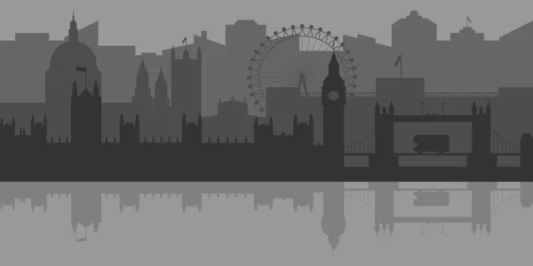 London Panorama Silueta Vektorové Ilustrace — Stockový vektor