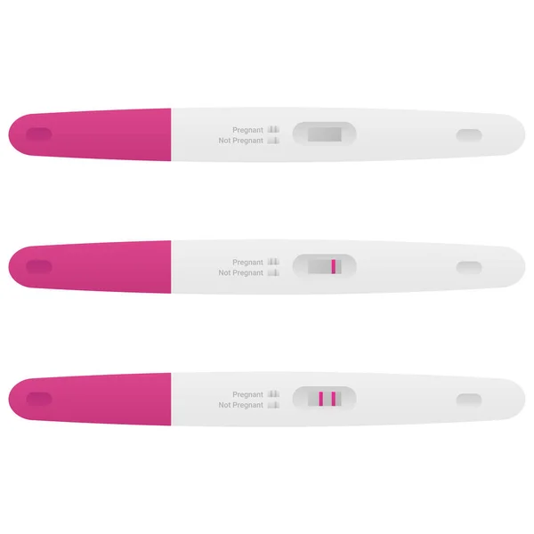 白い背景に妊娠検査 ベクターセットイラスト 正と負の結果 — ストックベクタ