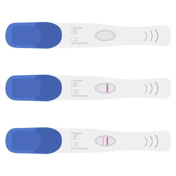 Zwangerschapstest Witte Achtergrond Vectorset Illustratie Positieve Negatieve Resultaten — Stockvector
