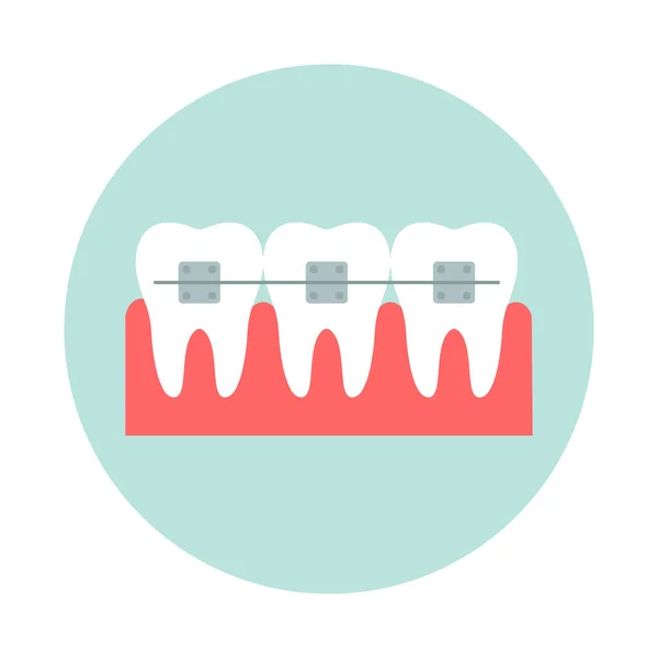 Apparecchi Dentali Cure Mediche Distintivo Del Sorriso Salute Delle Gengive — Vettoriale Stock