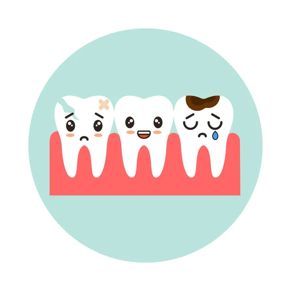 Teeth Emotion Cartoon Style — Vector de stock