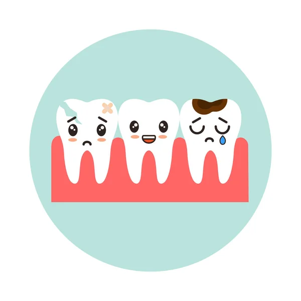 Teeth Emotion Cartoon Style — Archivo Imágenes Vectoriales