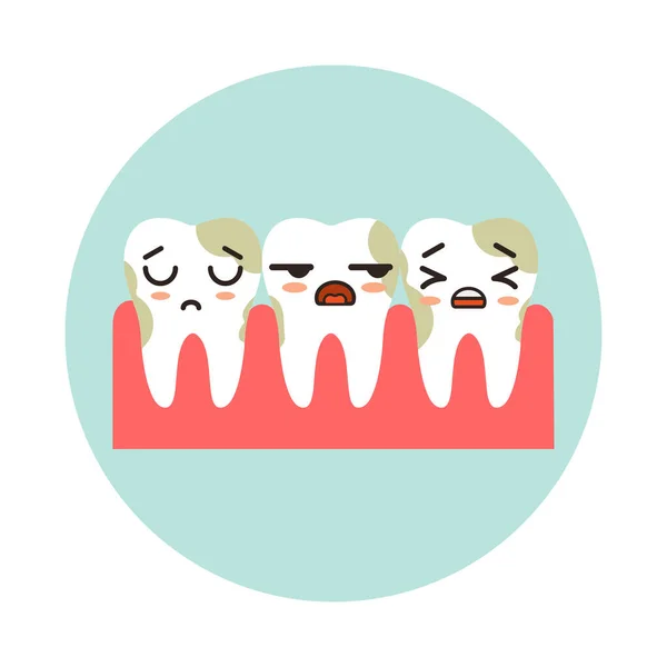 Dentadura Sucia Con Emoción Kawaii Ilustración Vectorial — Vector de stock