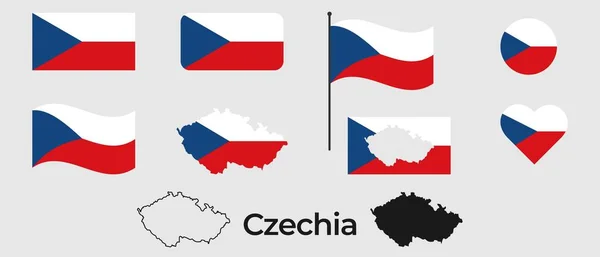 Flag Czechia Silhouette Czechia National Symbol — Stock Vector