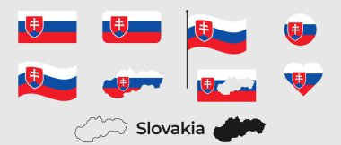 Slovakya bayrağı. Slovakya 'nın silueti. Ulusal sembol.