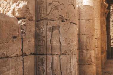 Edfu, Mısır 'daki Horus antik tapınağının kalıntıları..