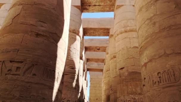 Mısır Karnak Tapınağı kalıntıları, Luxor 'daki en büyük açık hava müzesi. — Stok video