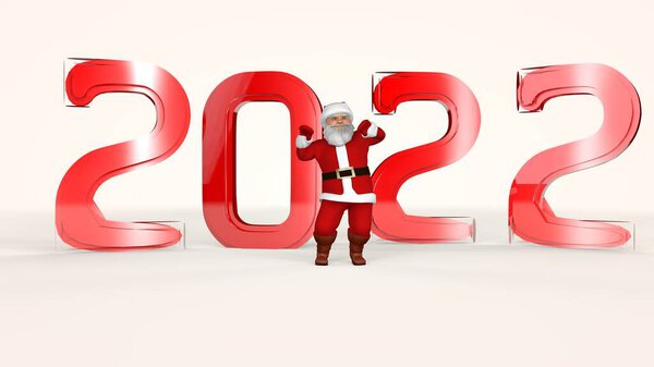 Веселый Санта Клаус в красном костюме танцует. 3d-рендеринг.