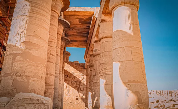 Руины Египетского Храма Рамессея Погребальный Храм Фараона Рамзеса Xiii Века — стоковое фото
