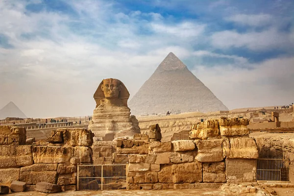 Ancient Sphinx Pyramids Symbol Egypt — Stock Photo, Image