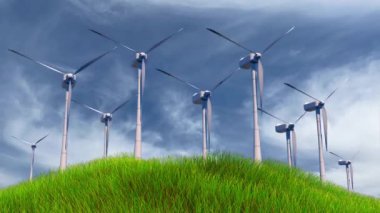 Yeşil üretim ve enerji kullanımı kavramı. 3B görüntüleme