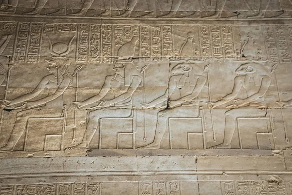 Bassorilievi Dell Antico Tempio Horus Edfu Egitto — Foto Stock