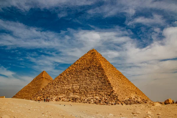 Starożytna Piramida Mycerinus Menkaura Piramidy Królowej Menkaurew Giza Egipt — Zdjęcie stockowe