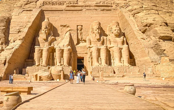 Abu Simbel Skála Nubii Které Byly Vytesány Dva Starověké Egyptské — Stock fotografie