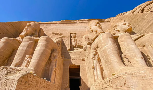 Абу Сімбел Скеля Нубії Якій Було Вирізано Два Стародавні Єгипетські — стокове фото