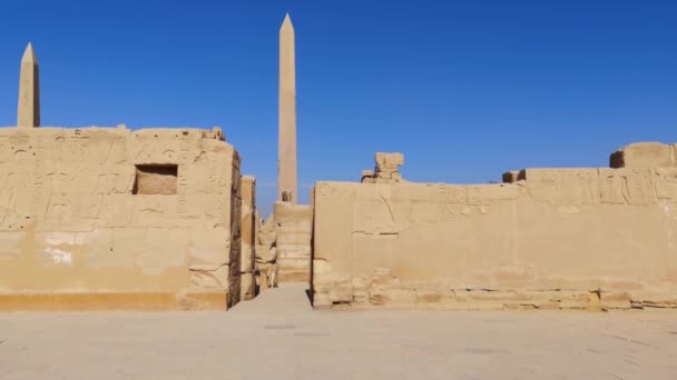 Ruinas del templo egipcio de Karnak, el museo al aire libre más grande de Luxor — Vídeo de stock