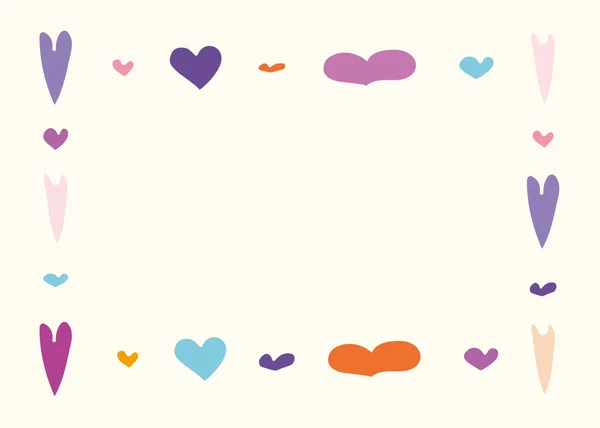 Marco vectorial de corazones para una postal. Elementos de diseño Doodle. — Vector de stock