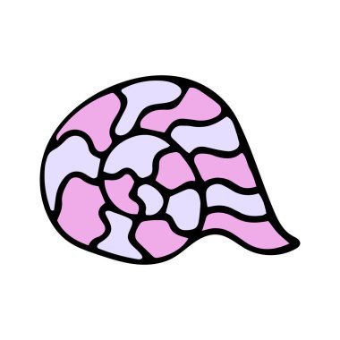 Pembe deniz kabuğunun vektör çizimi. El çizilmiş simge.