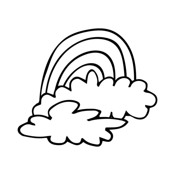 Графический знак с изображением радуги и облаков — стоковый вектор