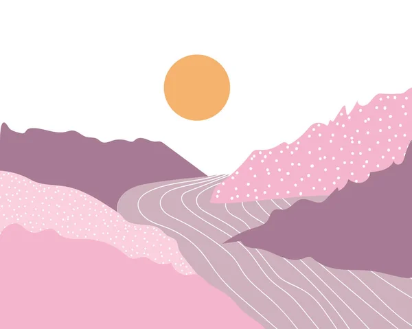 矢量是山水景观的例证 具有亚洲日本风格的几何景观背景 卡片设计的抽象符号 — 图库矢量图片