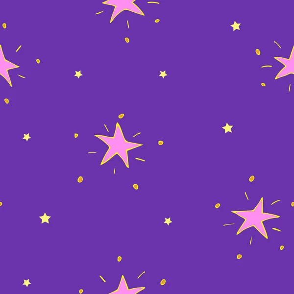 Modèle sans couture avec des étoiles roses et jaunes. — Image vectorielle