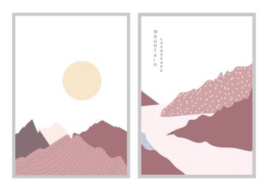 Soyut dağ manzarası posteri. Vektör çizimi. Posterler