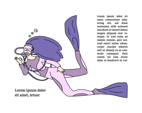 Maskeli ve yüzgeçli bir kız, pembe takım elbiseli, tamam işareti gösteriyor. Aşk Dalgıcı. 