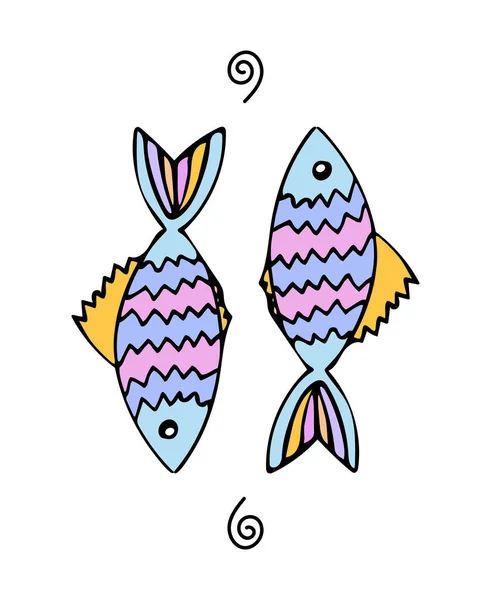 Conjunto de onda de sopro de peixe colorido. Conjunto marinho de ilustrações vetoriais. — Vetor de Stock