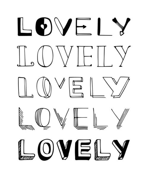 Ilustração vetorial lettering sobre o tema de Lovely for Valentines day. Cartão de saudação. — Vetor de Stock