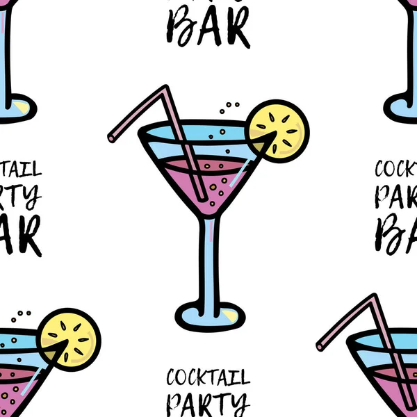Векторная иллюстрация стакана с коктейлем, пузырьками и ломтиком лимона, соломинкой. Икона. — стоковый вектор