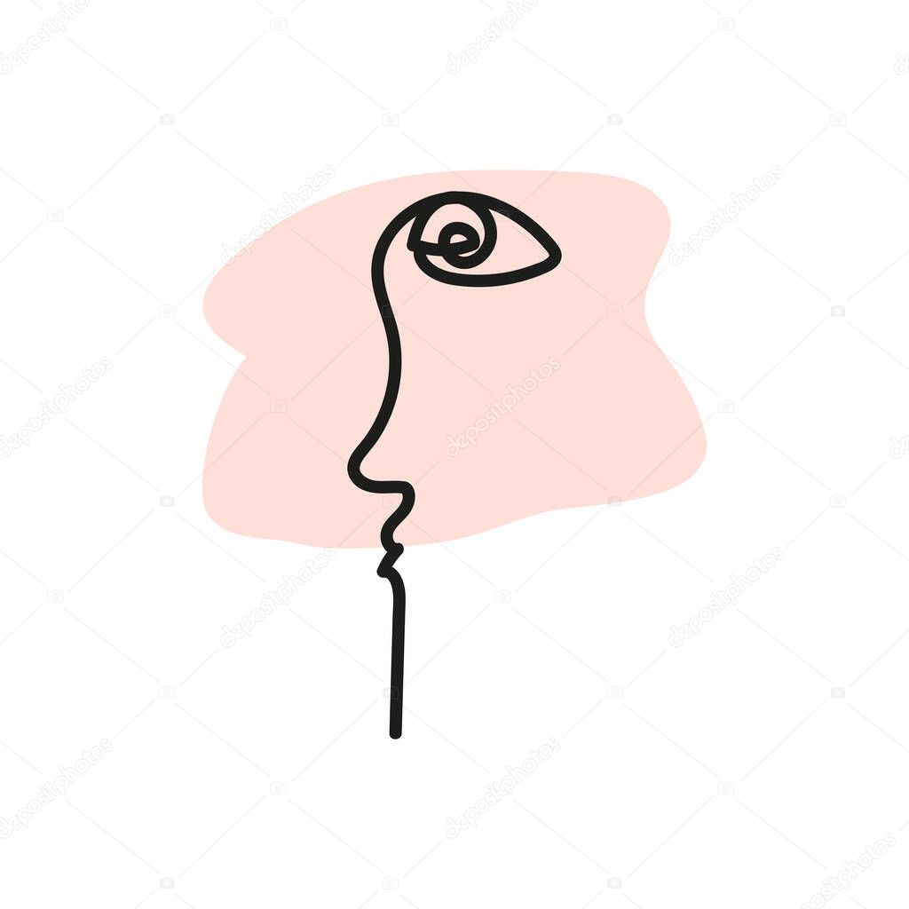 Minimalistic elegant concept with face and abstract shape are isolated. 