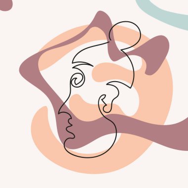 Sanat tarzında soyut şekilleri olan insan kafası. Çağdaş el çizimi vektör çizimleri.