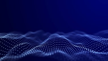 Büyük dijital veri arkaplanı. Hareketli noktalı soyut dalga. 3d
