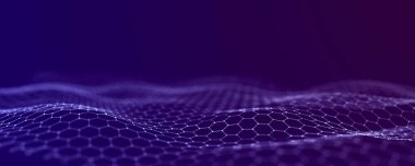 Soyut çokgen boşluk. Düşük polimerli 3D kablo. Yapay Zeka. Üç Boyut .