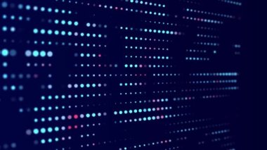 Parlayan parçacıkların hareketleriyle dijital arkaplan. Büyük verilerin karmaşık teknolojileri. 3B görüntüleme.