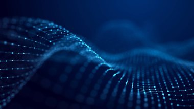 Geleceğin dalgası. Siber uzayda ağ bağlantı yapısı. Üç Boyut .