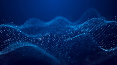 Geleceğin dalgası. Siber uzayda ağ bağlantı yapısı. Üç Boyut .