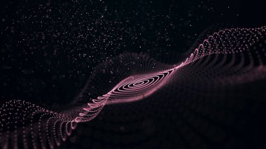 Geleceğin dalgası. Siber uzayda ağ bağlantı yapısı. Üç Boyut .