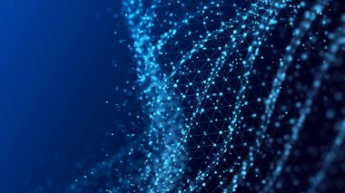 Geleceğin dalgası. Siber uzayda ağ bağlantı yapısı. Üç Boyut .