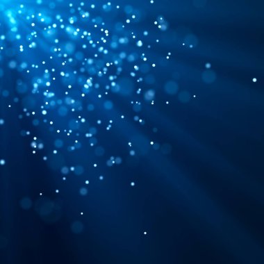 Hareket eden toz parçacıklarının soyut arkaplanı. Parıltılı olay ışığı. Rastgele parlıyor ve renk parlıyor. Üç Boyut .