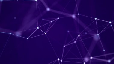 Büyük veri görselleştirmesi. Noktaların ve çizgilerin kaotik dağılımıyla ağ bağlantısı yapısı. 3B görüntüleme.