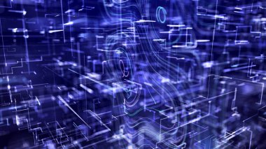 Soyut çokgen boşluk. Düşük polimerli 3D kablo. Yapay Zeka. Üç Boyut .