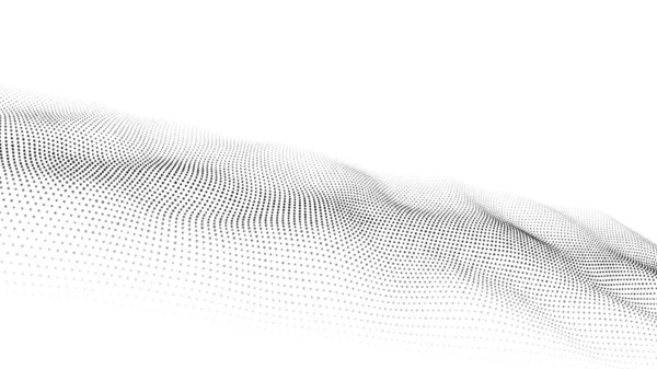 Een Golf Van Bewegende Stippen Abstracte Witte Achtergrond Vectorillustratie — Stockvector