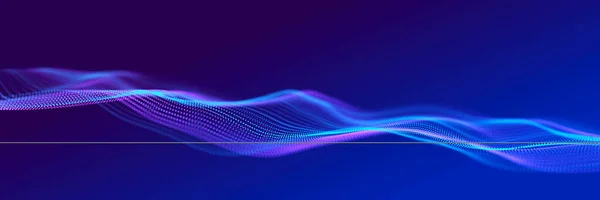 Mavi ve mor tonlarda noktaların soyut dalgası. Müzik için dengeleyici. Üç Boyut .
