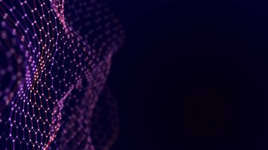 Soyut çokgen boşluk. Düşük polimerli 3D kablo. Yapay Zeka. Üç Boyut .