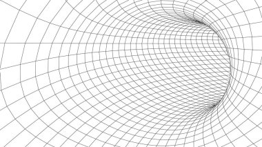 Tünel ya da solucan deliği. Gelecekçi perspektif ağ arkaplan dokusu. Vektör illüstrasyonu.
