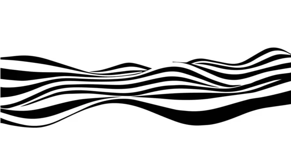 Black White Abstract Wave Distortion Effect Optical Illusion Vector Illustration — Stock Vector