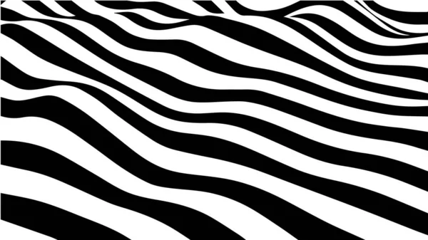 Schwarz Weiße Abstrakte Welle Mit Verzerrungseffekt Optische Täuschung Vektorillustration — Stockvektor